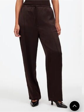 Madewell Dark Brown Straight-Leg Drawstring Pants